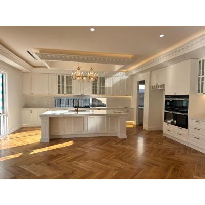 White raised door shape french style kitchen cabinet Melbourne