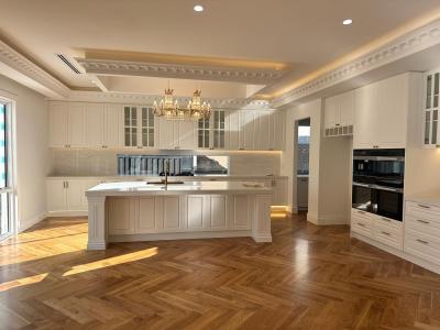 White raised door shape french style kitchen cabinet Melbourne