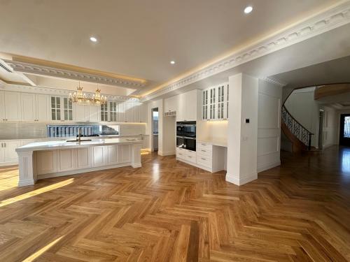 White raised door shape french style kitchen cabinet Melbourne