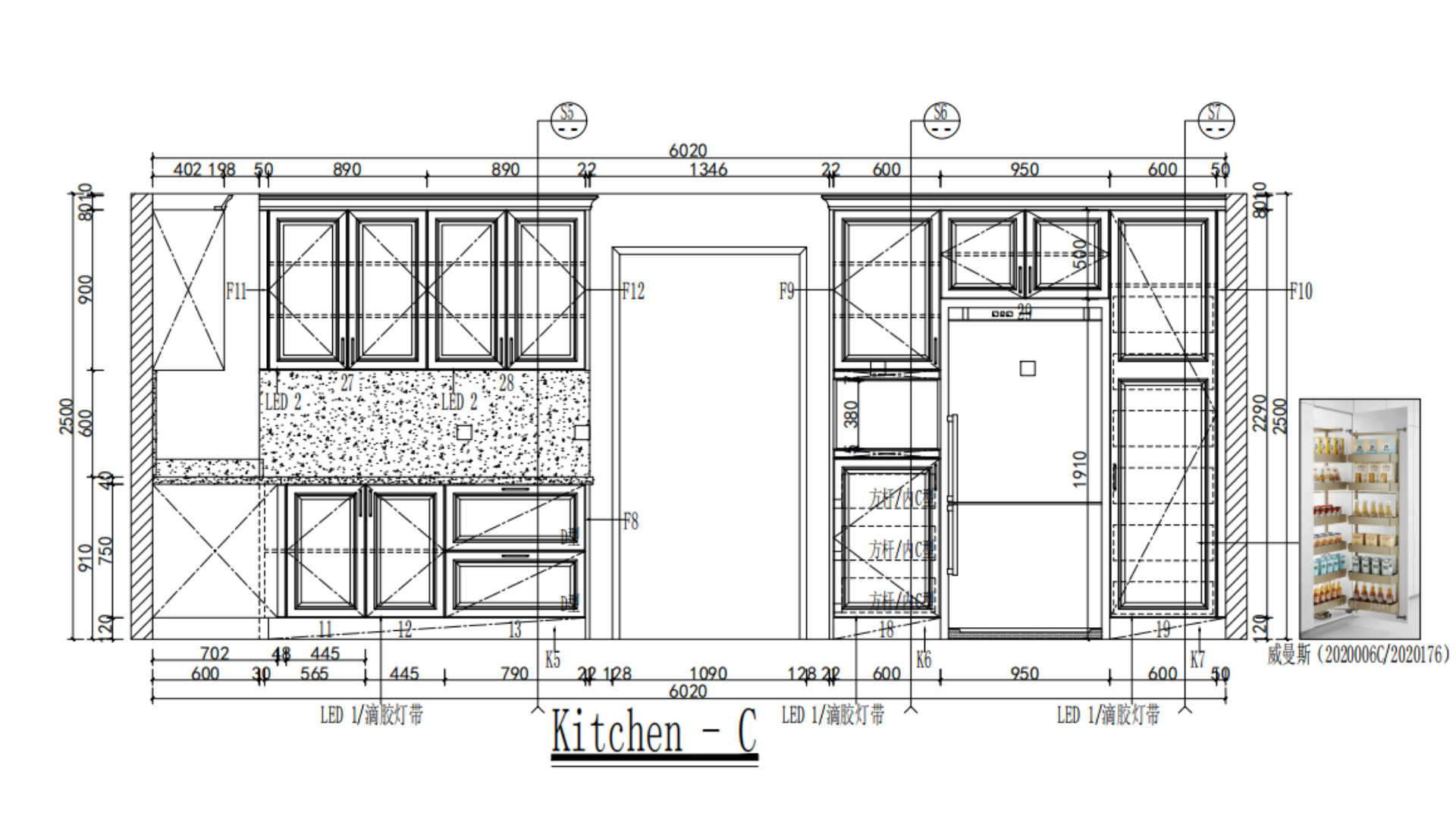 Classic Shaker U-Style Timber Matt Finish Kitchen Cabinets-CAD Drawing