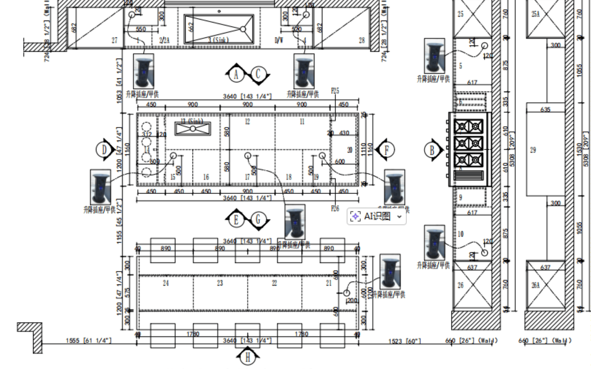 Classic High End Oak Timber Kitchen Cabinets-CAD