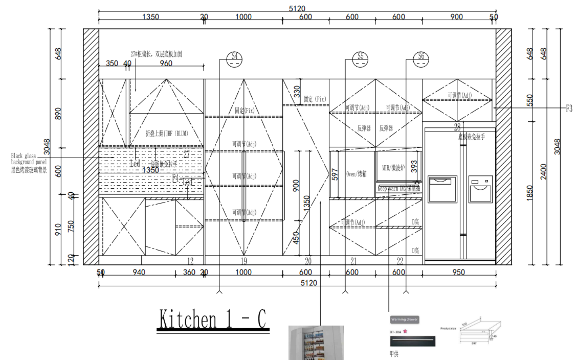 Modern | White High-Gloss Lacquer U-Style Layout | Kitchen Cabinets with Island-CAD Design Drawing