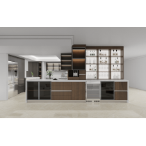 Modern | Melamine ＆ High-Gloss Lacquer | Kitchen Cabinets with Island | ODM Customization