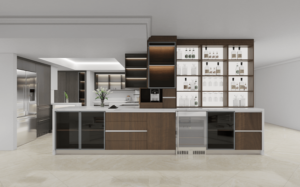 Modern | Melamine ＆ High-Gloss Lacquer | Kitchen Cabinets with Island | ODM Customization