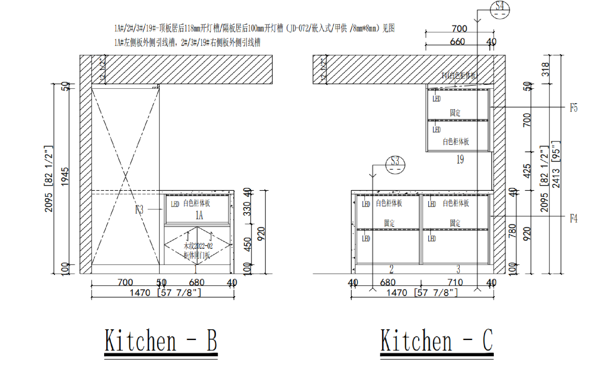 Modern | Melamine ＆ High-Gloss Lacquer | Kitchen Cabinets with Island-CAD Design Drawing