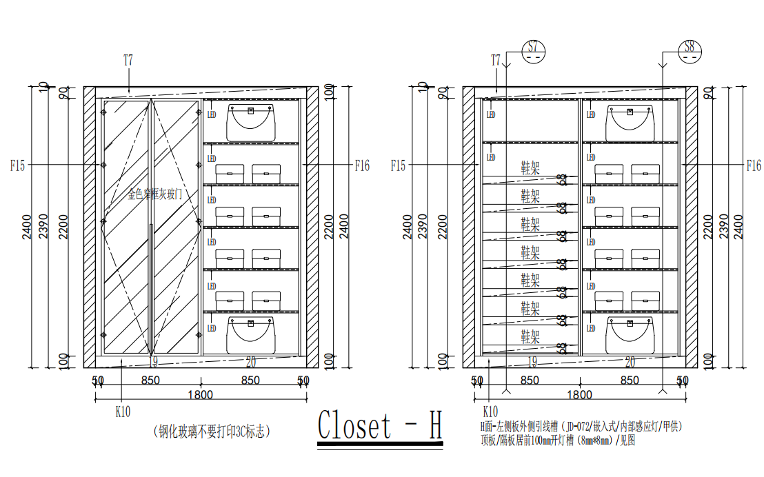 Modern | Melamine ＆ High-Gloss Lacquer | Kitchen Cabinets with Island-CAD Design Drawing