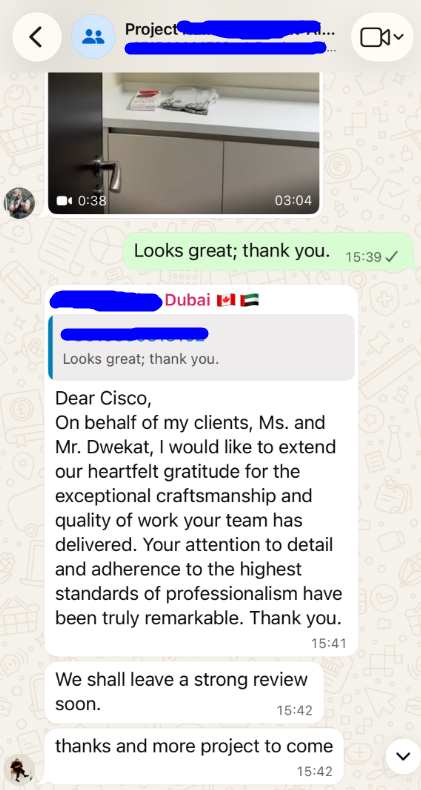 Modern | Melamine ＆ High-Gloss Lacquer | Kitchen Cabinets with Islan-Customer Feedback