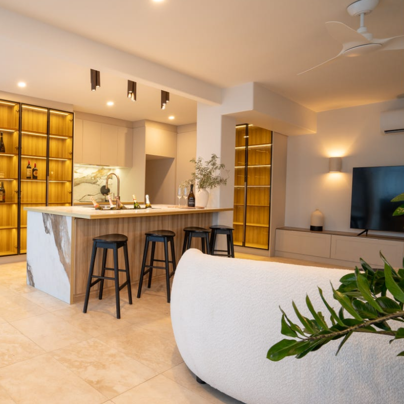 Modern Glass & Matte Lacquer Living Room Cabinets 