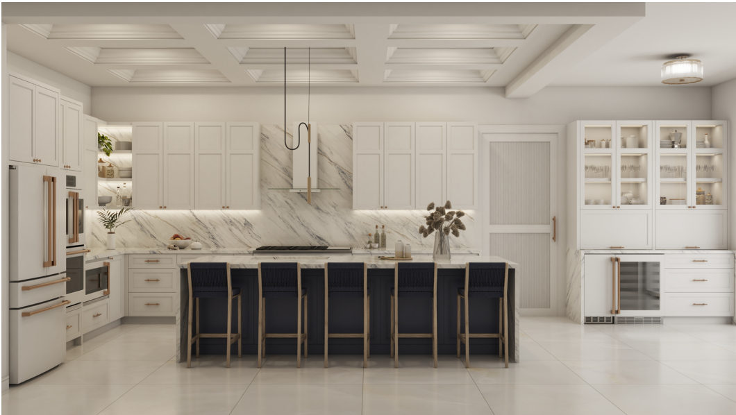 Classic High End Oak Timber Kitchen Cabinets-3D rendering ideas