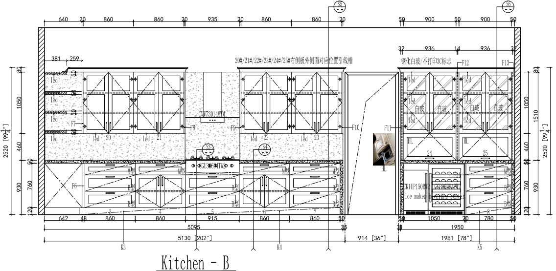 Classic High End Oak Timber Kitchen Cabinets-CAD Design Drawing