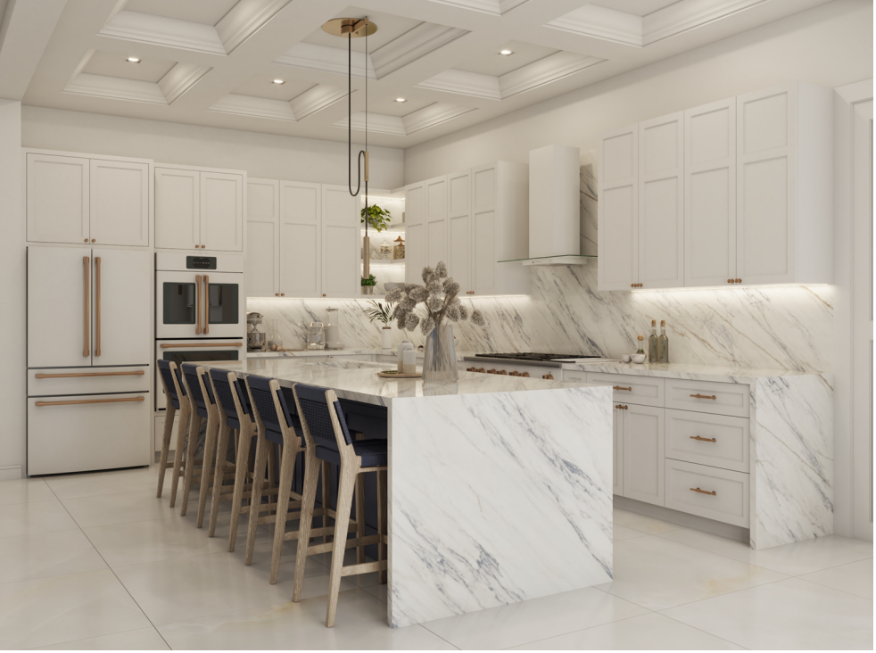 Classic High End Oak Timber Kitchen Cabinets-3D rendering ideas