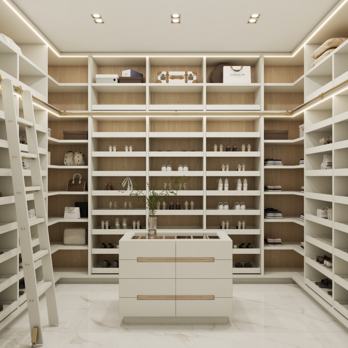 Modern | Melamine & High-Gloss Lacquer | Kitchen Cabinets with Island-Ideas
