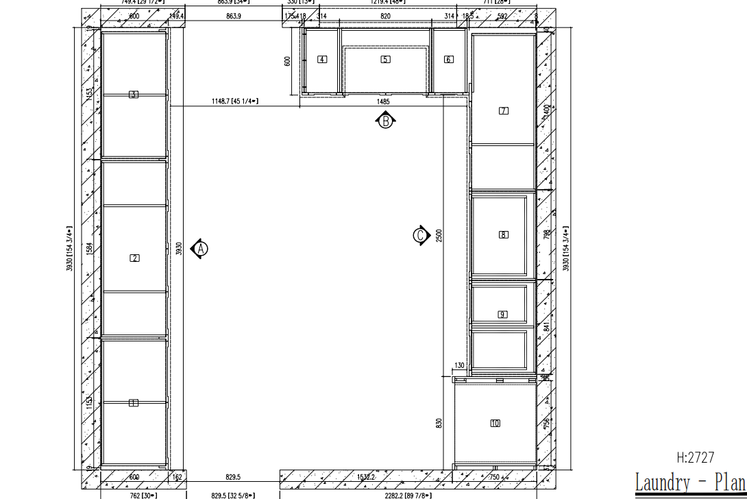 Classic Matt Lacquer Timber Vertical Groove Walk-in Laundry Cabinetry