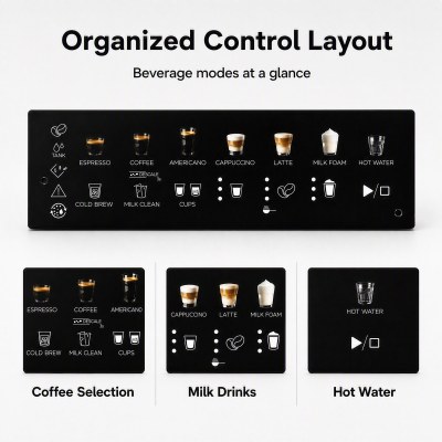 One-Stop Custom Coffee Machine Touchscreen Panels | Precision Craftsmanship · LED Backlighting · Flexible OEM/ODM Prototyping | Membrane Switch Manufacturer