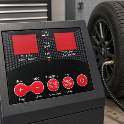 Custom Bilingual Membrane Switch Manufacturer | Red Tactile Metal Dome Keys · Multi-Language Overlay · OEM/ODM for Tire Inflators