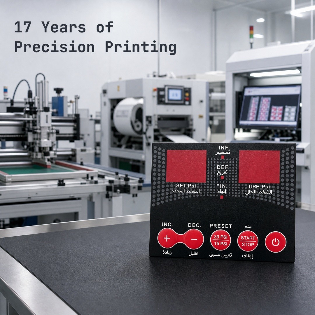 Precision printing factory floor producing membrane switch overlays