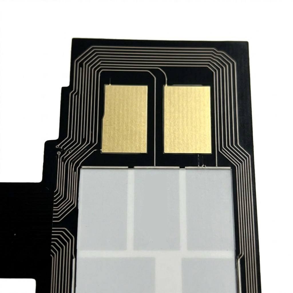 Custom non-tactile membrane switch with silver printed circuit and translucent window zones