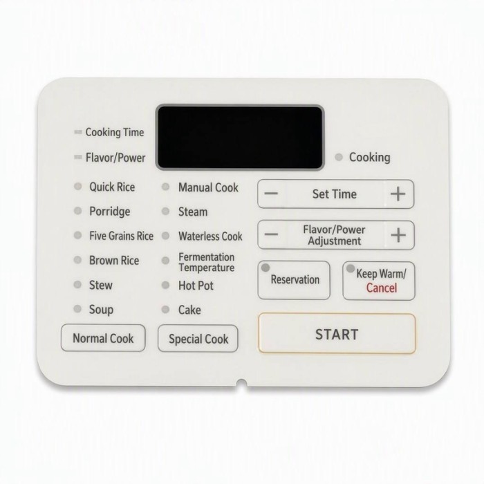 OEM/ODM Custom Rice Cooker Graphic Overlay With LCD Display Window - Kitchen Appliance Control Panel Manufacturer