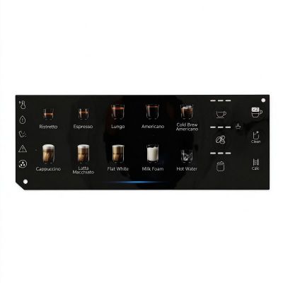 Custom Coffee Machine Control Panel Overlay | Glass Graphic Overlay Without a Window | OEM/ODM Manufacturer