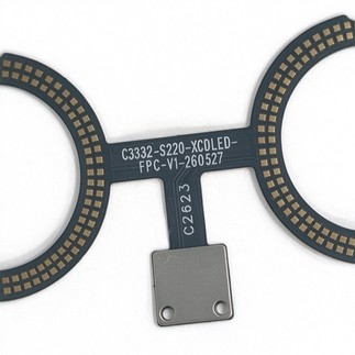 Custom dual-ring LED array FPC board with gold-plated pads and steel stiffener