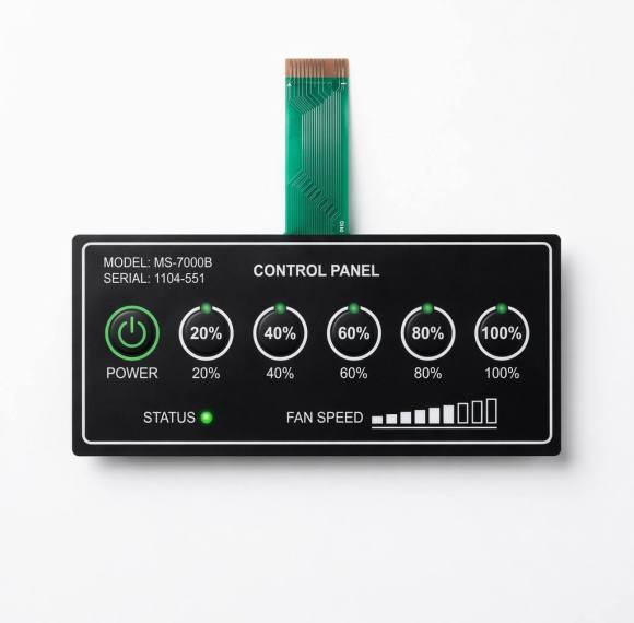 Custom Non-Tactile Membrane Switch Keypad with LED Indicators and Flexible Circuit Tail | OEM/ODM Manufacturer