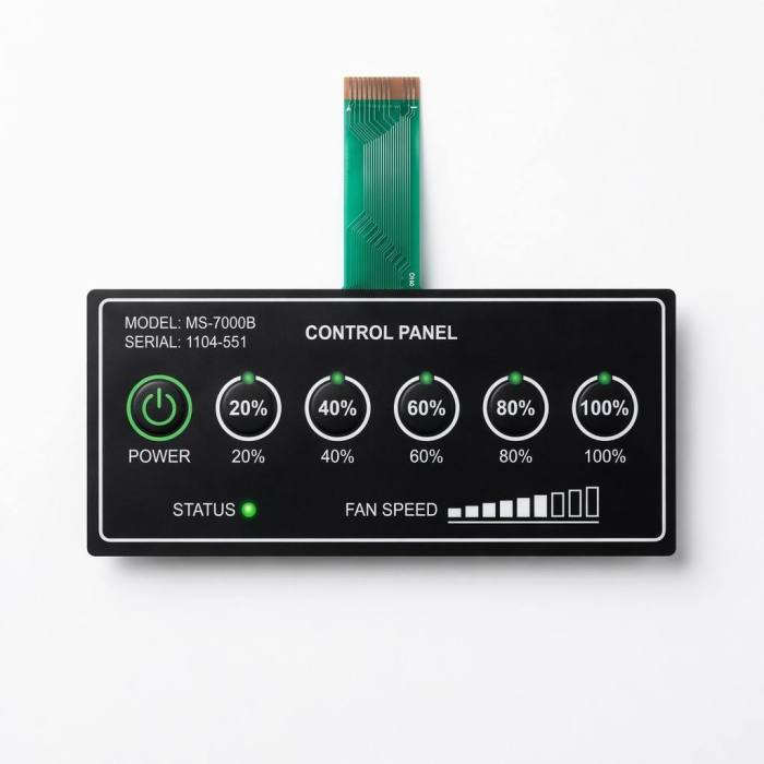 Custom Non-Tactile Membrane Switch Keypad with LED Indicators and Flexible Circuit Tail | OEM/ODM Manufacturer