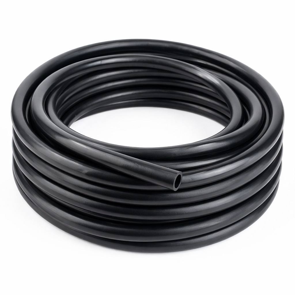 EPDM, silicone, and NBR rubber hoses compared side by side on a factory workbench