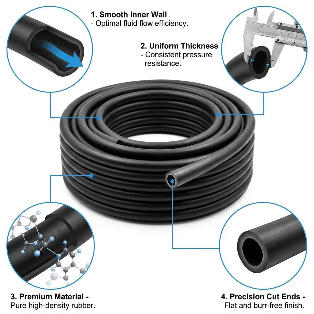 EPDM hose wall thickness and smooth inner wall