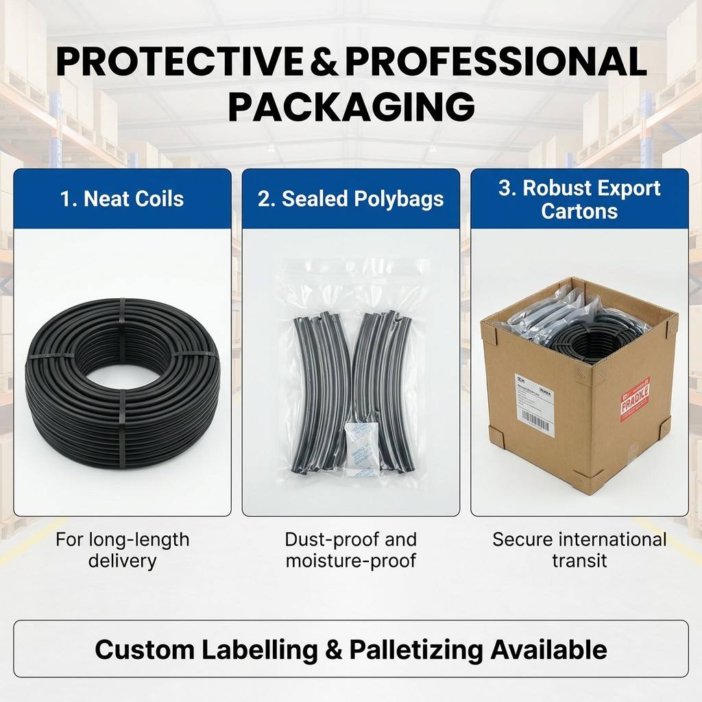 High-elasticity EPDM hose in multiple sizes for various applications