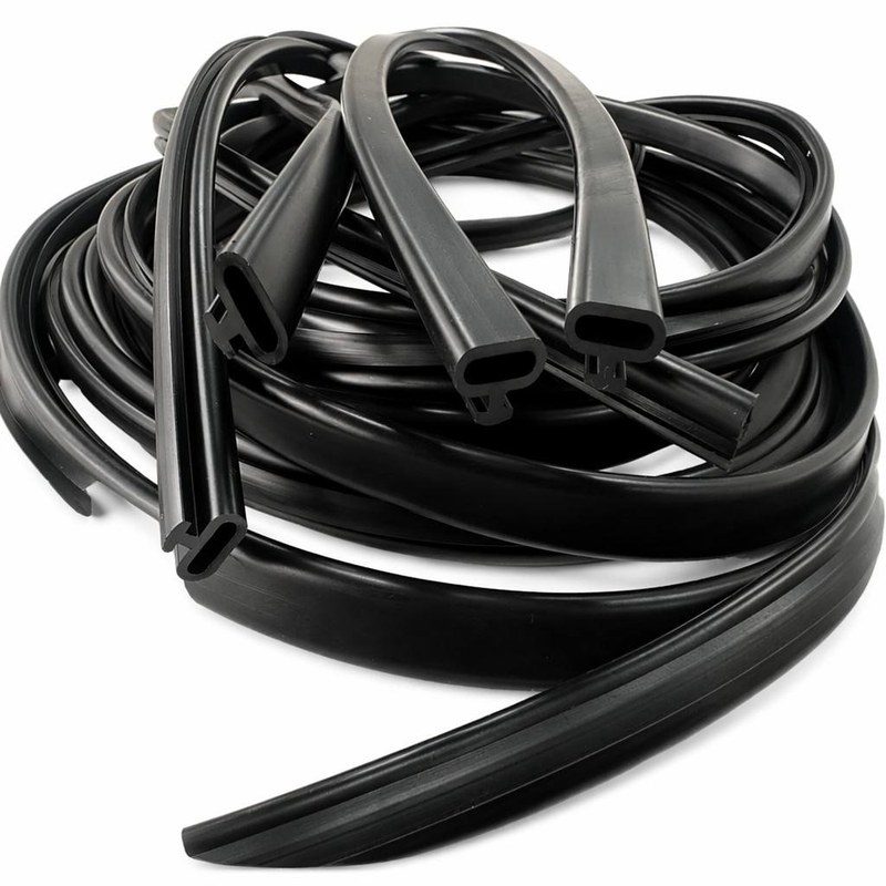 Rubber seal strip for tool boxes and shipping containers
