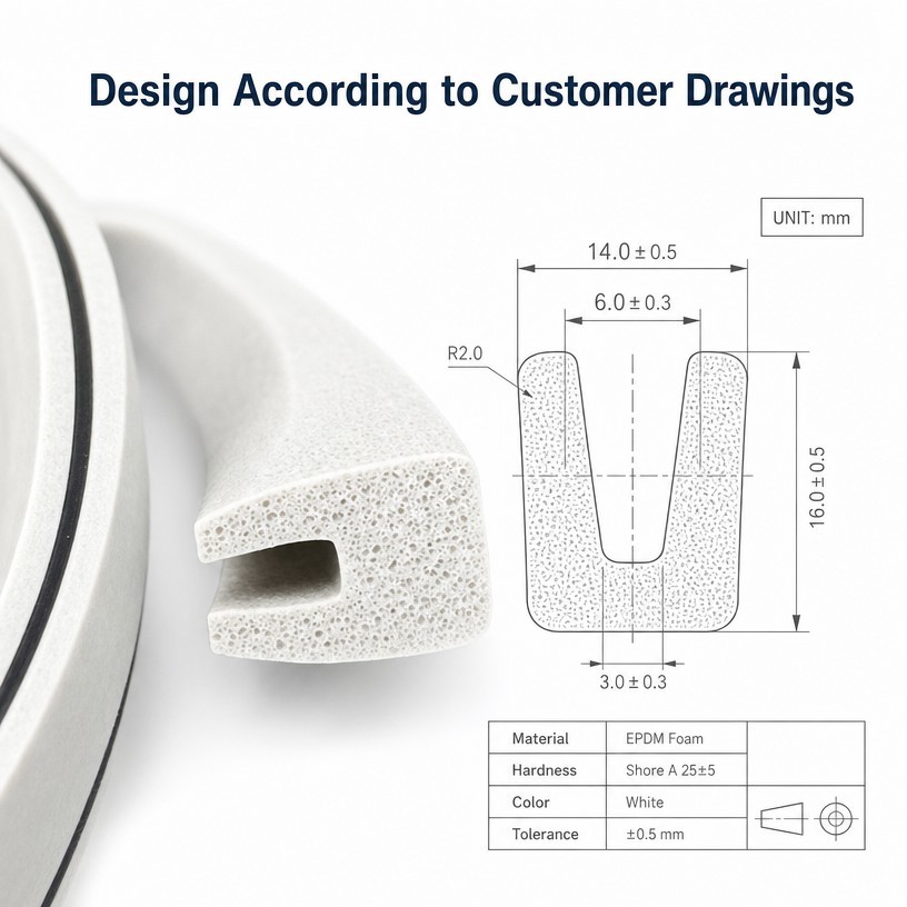 White EPDM Foam Rubber Sealing Strip product image 3