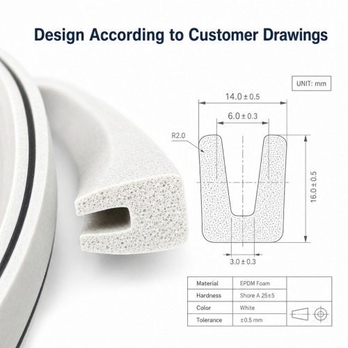 White EPDM Foam Rubber Sealing Strip - Custom Hollow Profile OEM/ODM