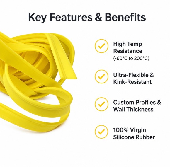 Yellow Twin Rib Silicone Rubber Sealing Strip - Custom Extruded Profile OEM/ODM