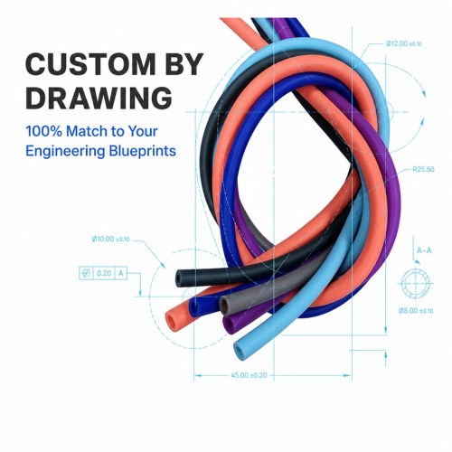 Flexible Silicone Hoses - Multi-Color Custom Rubber Tubing for Industrial Use