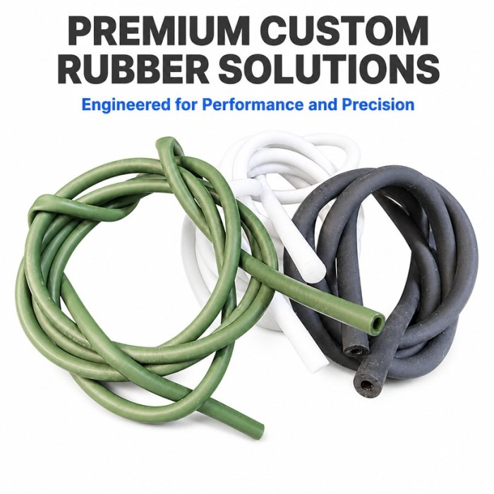 Custom Silicone Rubber Hoses - Flexible Rubber Tubing in Green, White and Black
