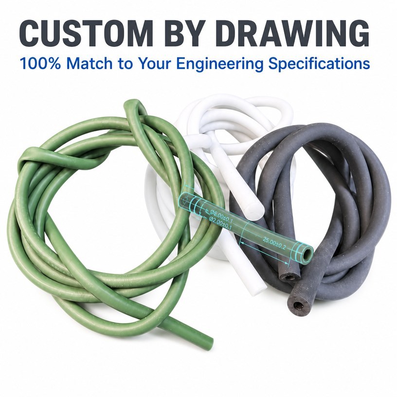 Custom Silicone Rubber Hoses - Flexible Rubber Tubing in Green, White and Black product image 5