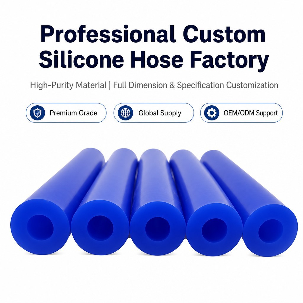 Blue Flexible Silicone Hose - Custom Rubber Tubing for Industrial Applications product image 1