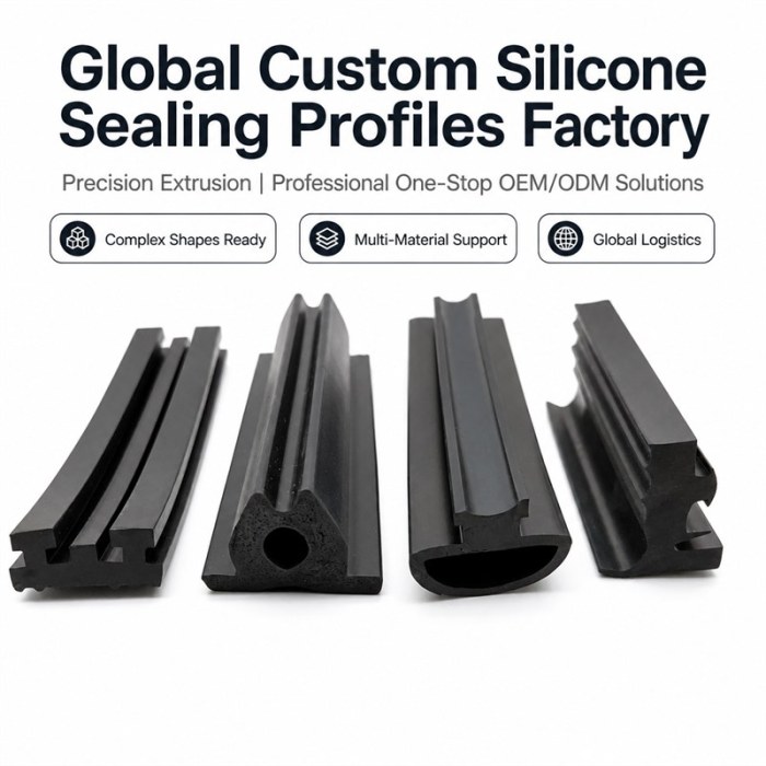 Custom Rubber Sealing Strip - Silicone and EPDM Extrusion Profile