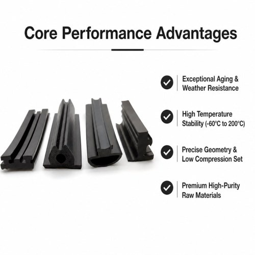 Custom Rubber Sealing Strip - Silicone and EPDM Extrusion Profile