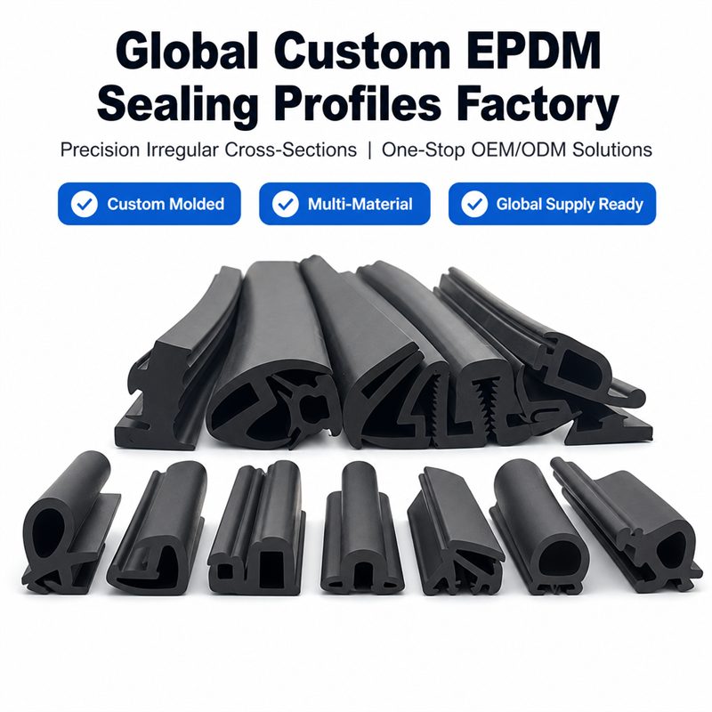 Custom EPDM sealing profiles in multiple irregular cross-sections