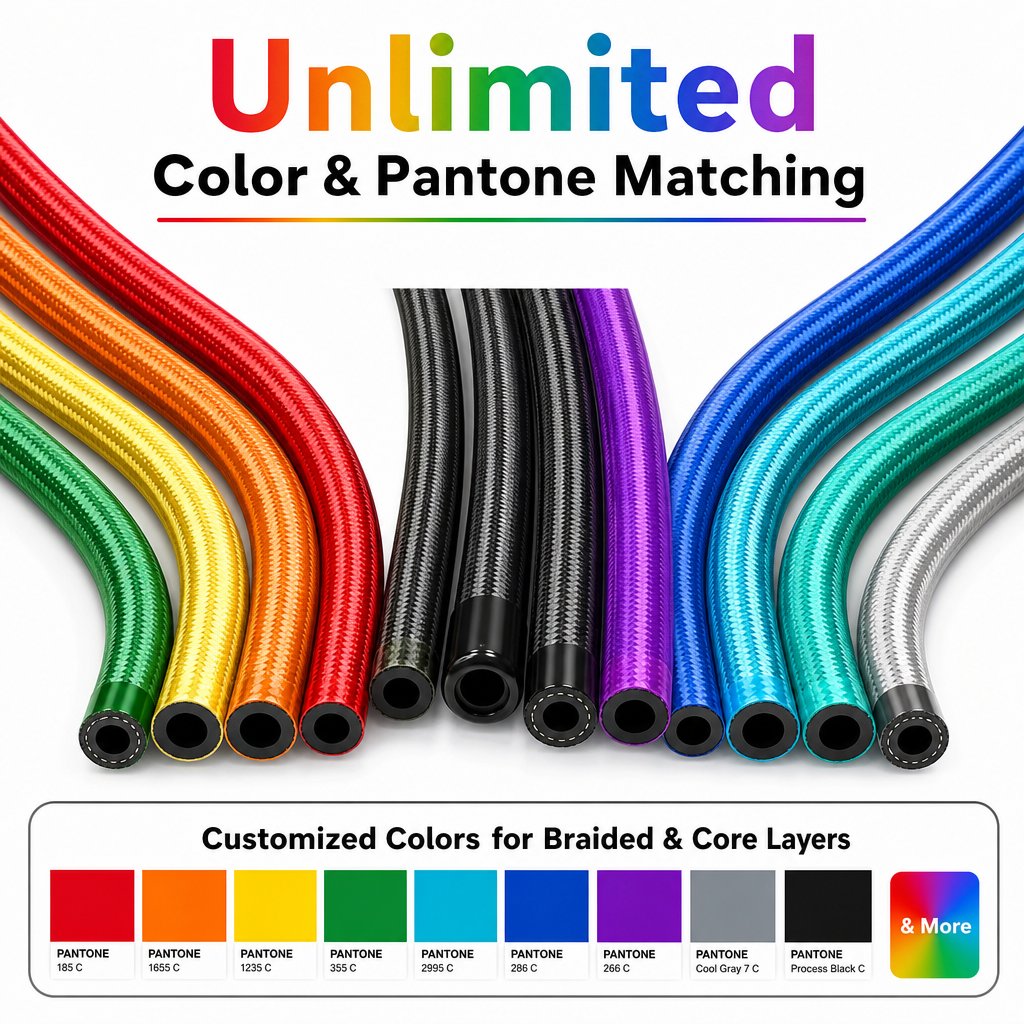 Custom colour options for braided hose sleeving