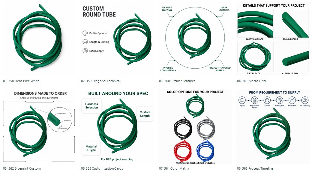Custom Green Solid Silicone Round Cord for Sealing and Cushioning tube-only product view