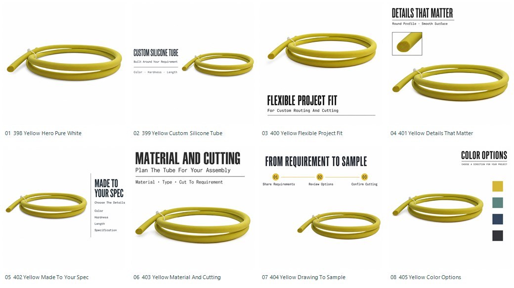 Custom Slim Yellow Silicone Tubing for Precision Dosing Pumps tube-only product view
