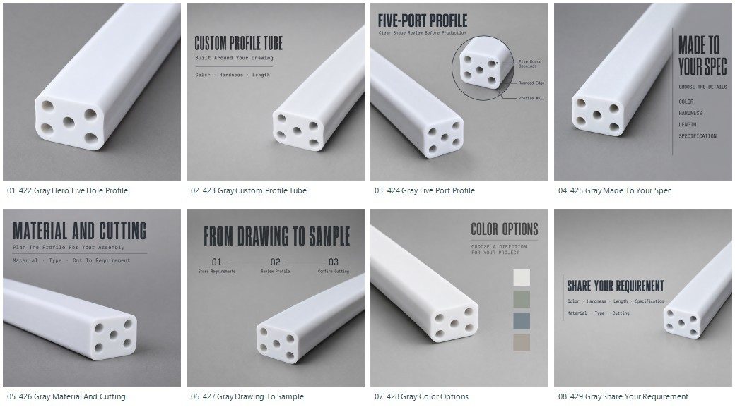 Custom Five-Hole Silicone Spacer Profile for Equipment Panels main profile view