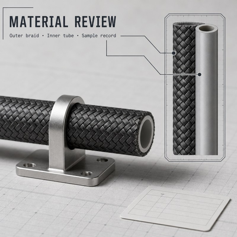 Illustrative cross-section separating the outer braid and inner tube for material review