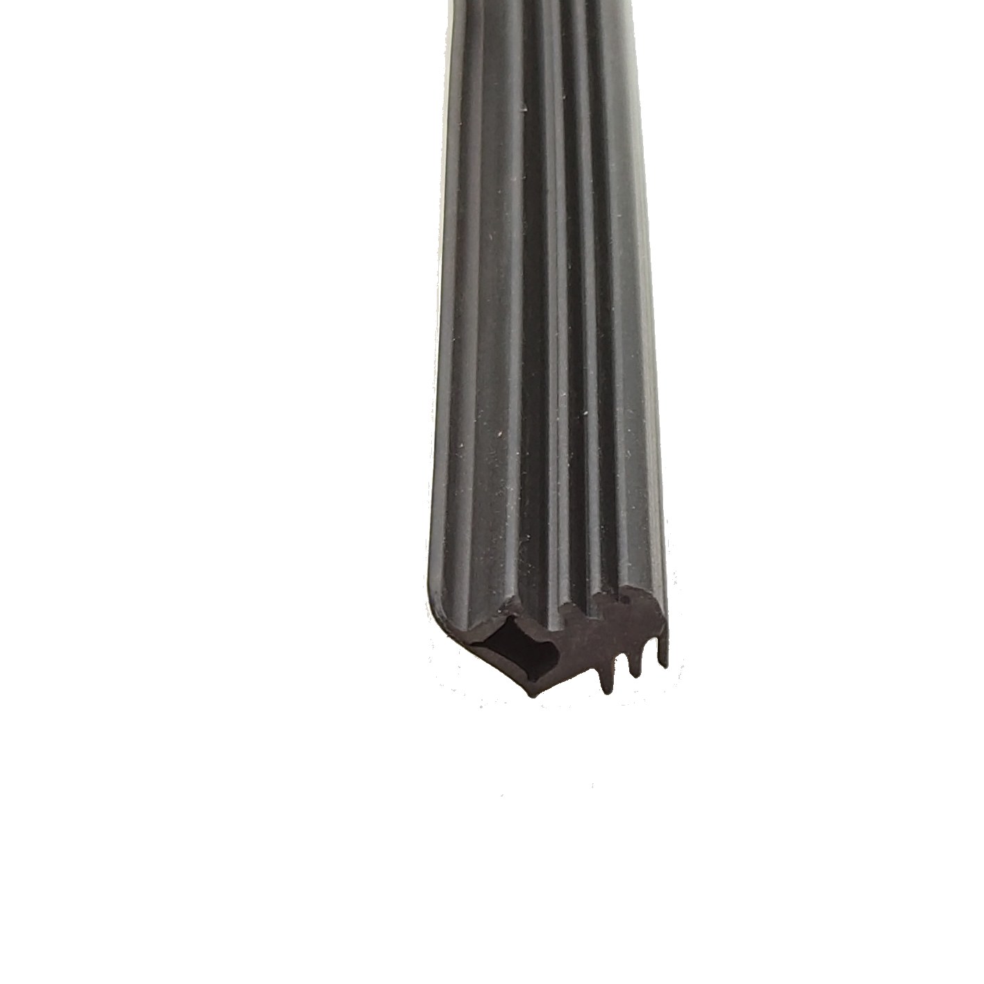 Dryer door seal cross-section showing solid EPDM profile with compression lip for heat and moisture retention