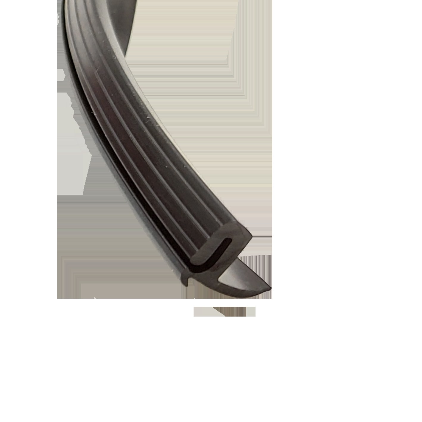 Microwave door frame seal profile showing slot-mounted silicone gasket for EMI shielding and heat isolation