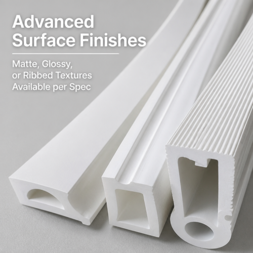 White flexible silicone extruded profiles / silicone tubing / flexible silicone strips