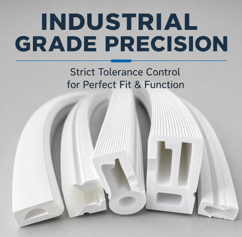 White flexible silicone extruded profiles / silicone tubing / flexible silicone strips