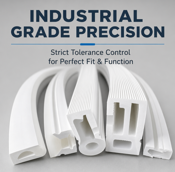 White flexible silicone extruded profiles / silicone tubing / flexible silicone strips